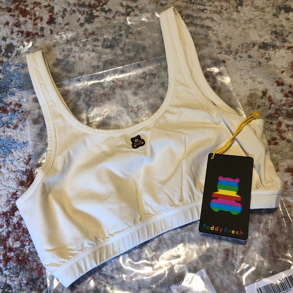 Teddy Fresh Women's Classic Pigment Dye Bralette NWT Ivory